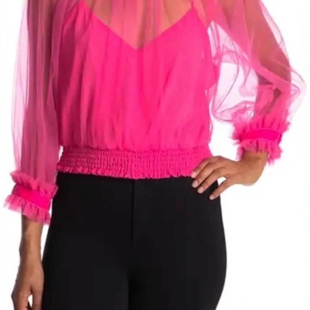 Alice + Olivia Alexia Sheer Pink Blouse NWT